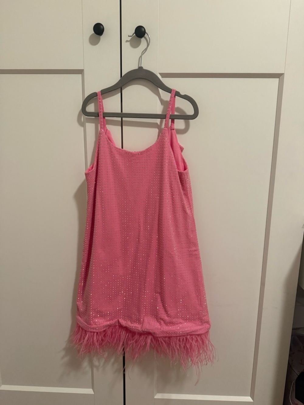 Lola + The Boys Hot Pink Rhinestone Feather Slip
